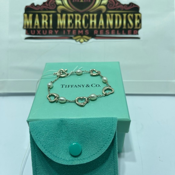 Tiffany and Co. Silver 925 bracelet with pearls and hearts size 17 cm or 6.5 in. - Picture 2 of 8